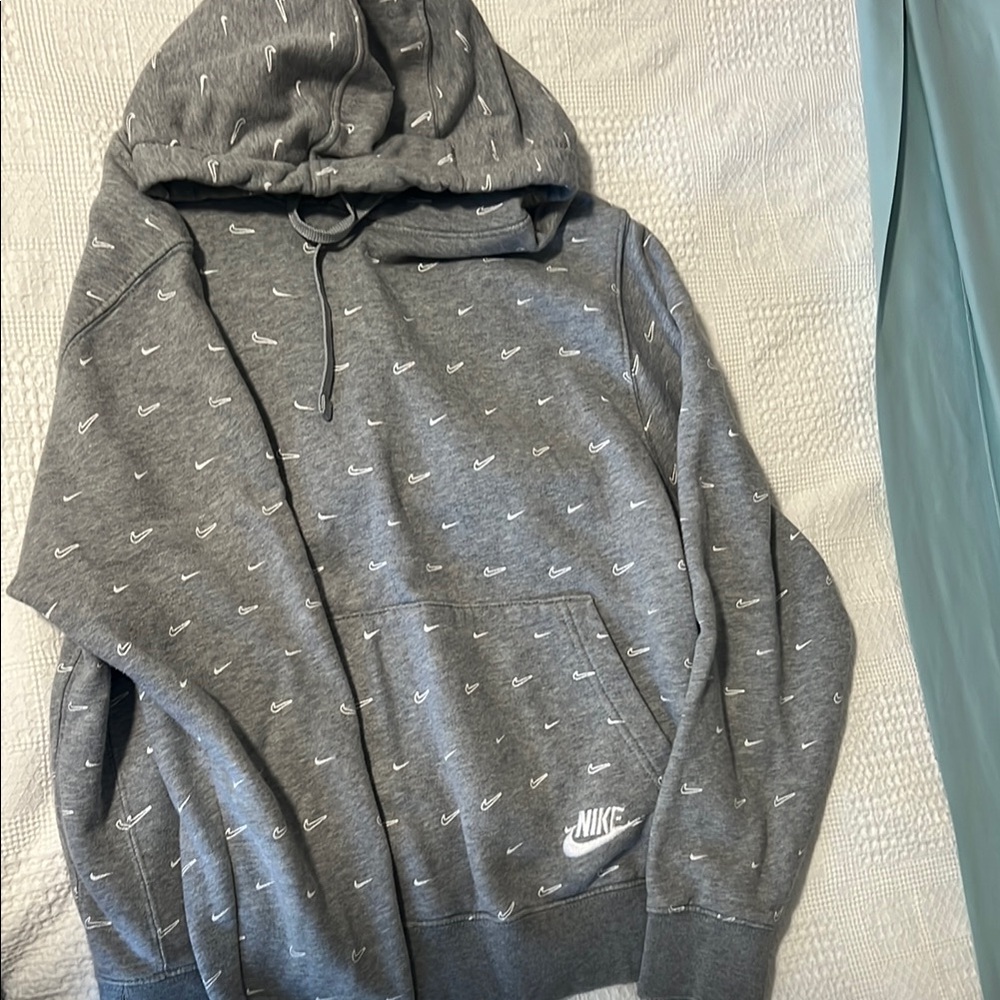 Nike Gray Sweatshirt with Hood and Logo